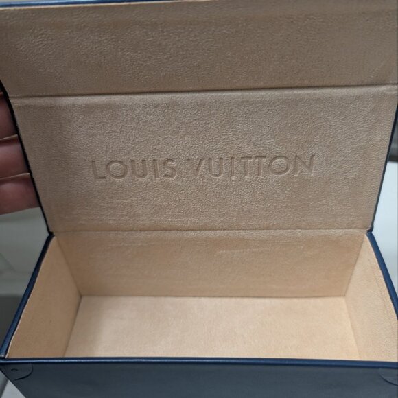 LOUIS VUITTON Navy Empty Box Sunglasses / glasses Case Magnetic Box 6.5x2.8x2.4” - Picture 2 of 7